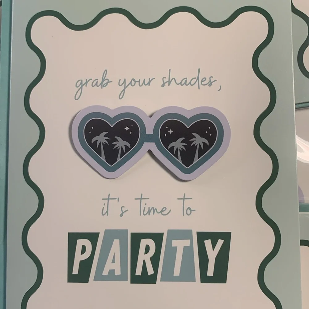 Party Note Cards 30 PK Grab your Shades it’s time to party W/Sunglasses pin NEW
